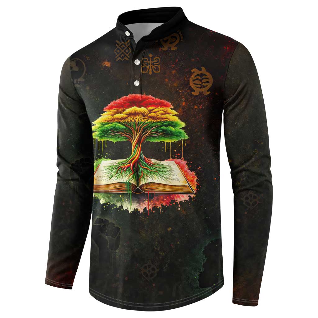 Black History Tree of Knowledge Button Sweatshirt Pan-African Afrocentric Drip Art Illustration