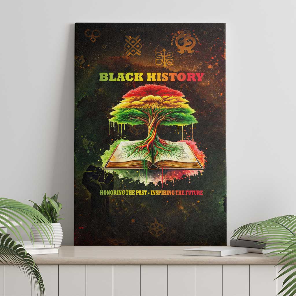 Black History Tree of Knowledge Canvas Wall Art Pan-African Afrocentric Drip Art Illustration