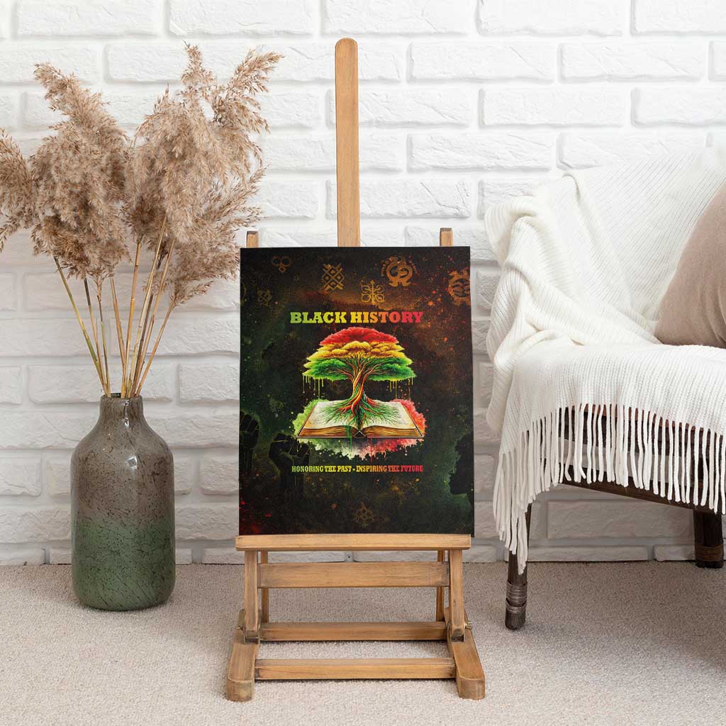 Black History Tree of Knowledge Canvas Wall Art Pan-African Afrocentric Drip Art Illustration
