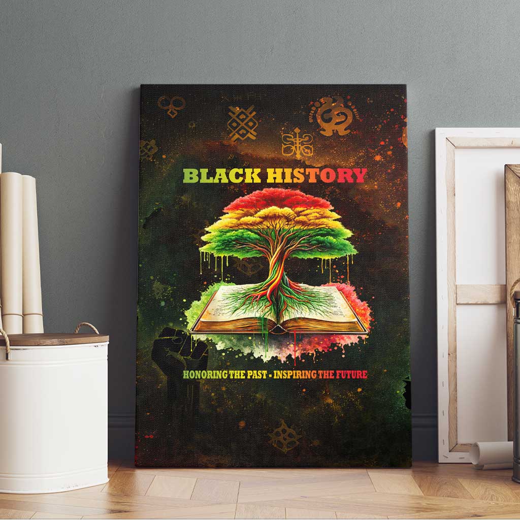 Black History Tree of Knowledge Canvas Wall Art Pan-African Afrocentric Drip Art Illustration