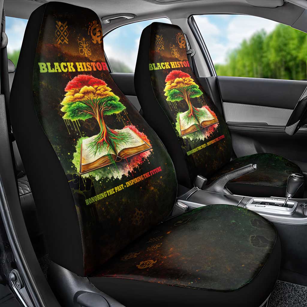 Black History Tree of Knowledge Car Seat Cover Pan-African Afrocentric Drip Art Illustration
