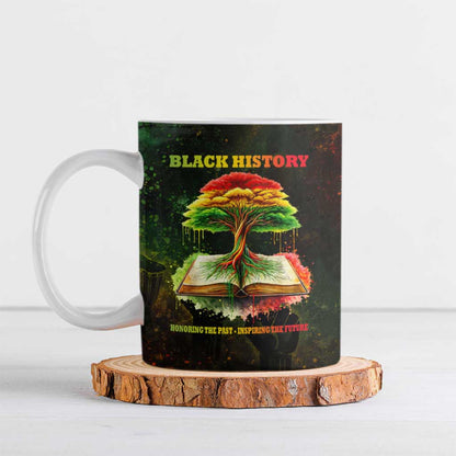 Black History Tree of Knowledge Ceramic Mug Pan-African Afrocentric Drip Art Illustration