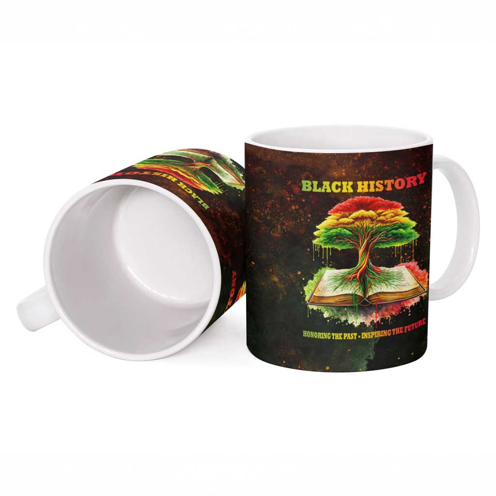 Black History Tree of Knowledge Ceramic Mug Pan-African Afrocentric Drip Art Illustration