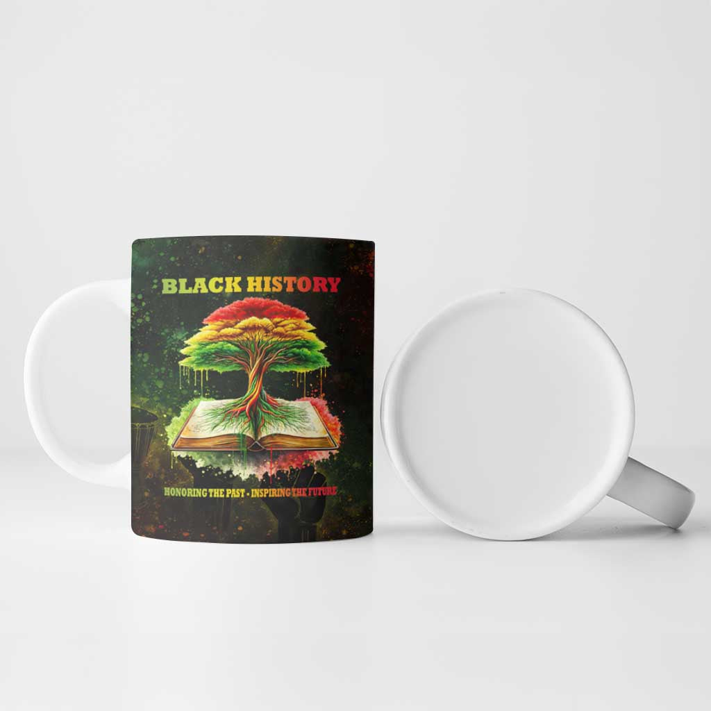 Black History Tree of Knowledge Ceramic Mug Pan-African Afrocentric Drip Art Illustration