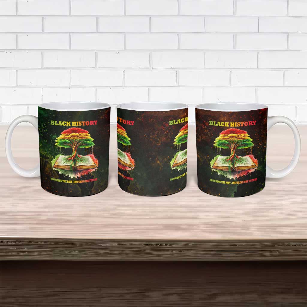 Black History Tree of Knowledge Ceramic Mug Pan-African Afrocentric Drip Art Illustration