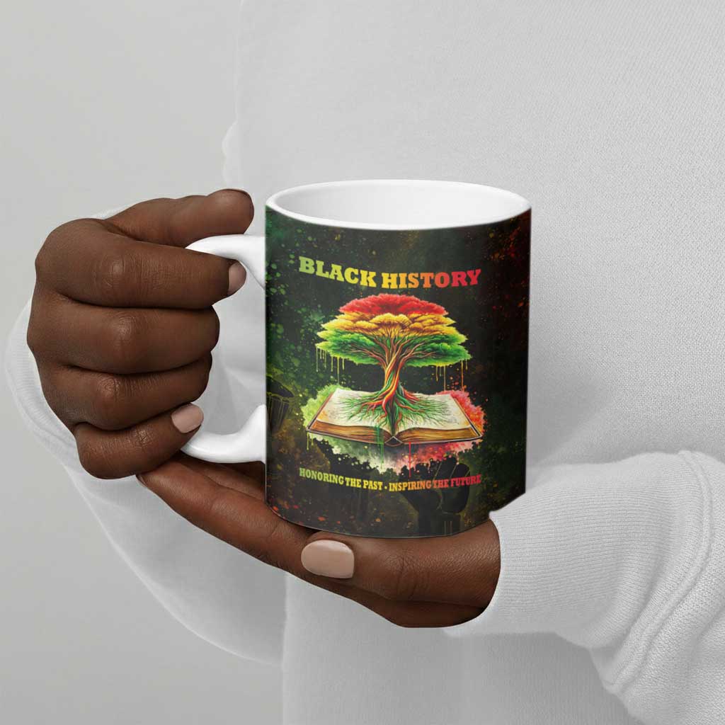Black History Tree of Knowledge Ceramic Mug Pan-African Afrocentric Drip Art Illustration
