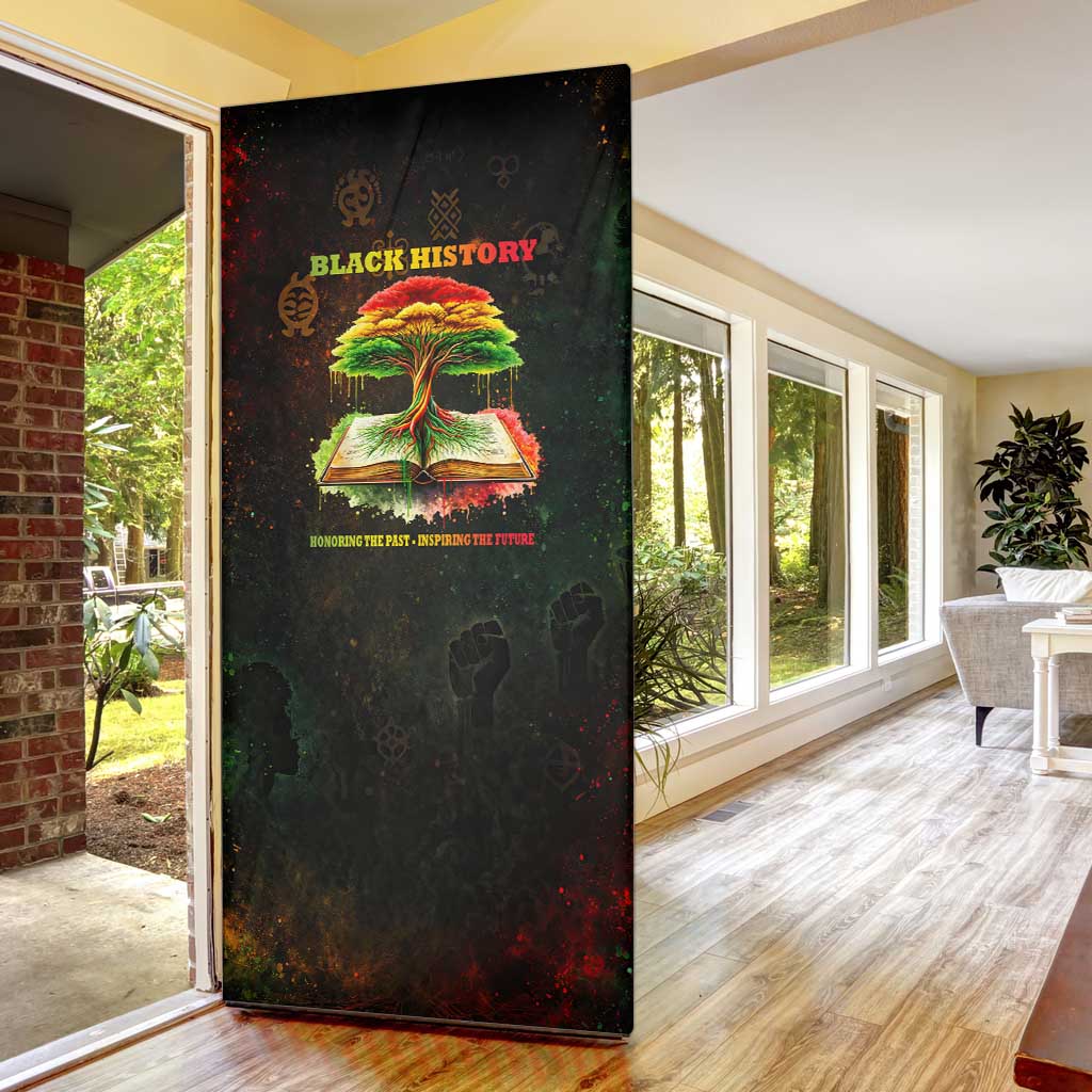 Black History Tree of Knowledge Door Cover Pan-African Afrocentric Drip Art Illustration