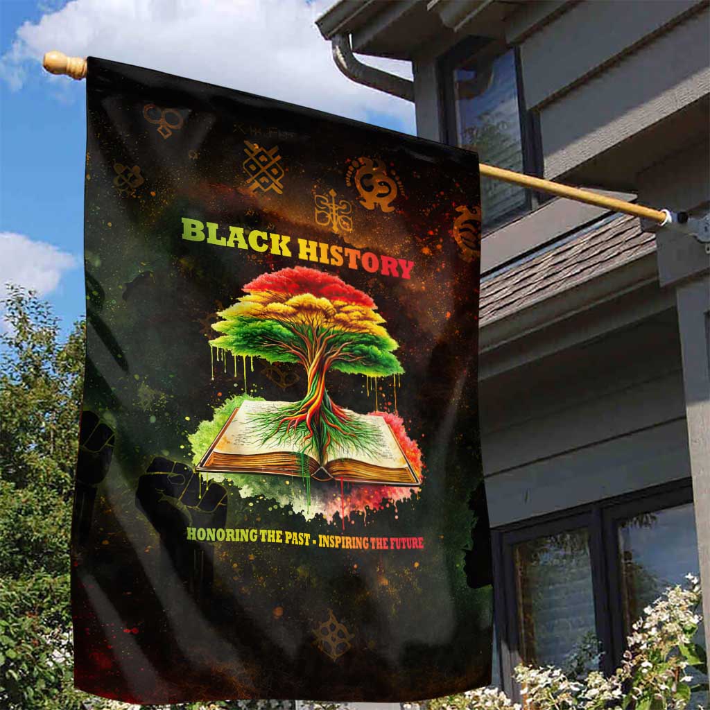 Black History Tree of Knowledge Garden Flag Pan-African Afrocentric Drip Art Illustration
