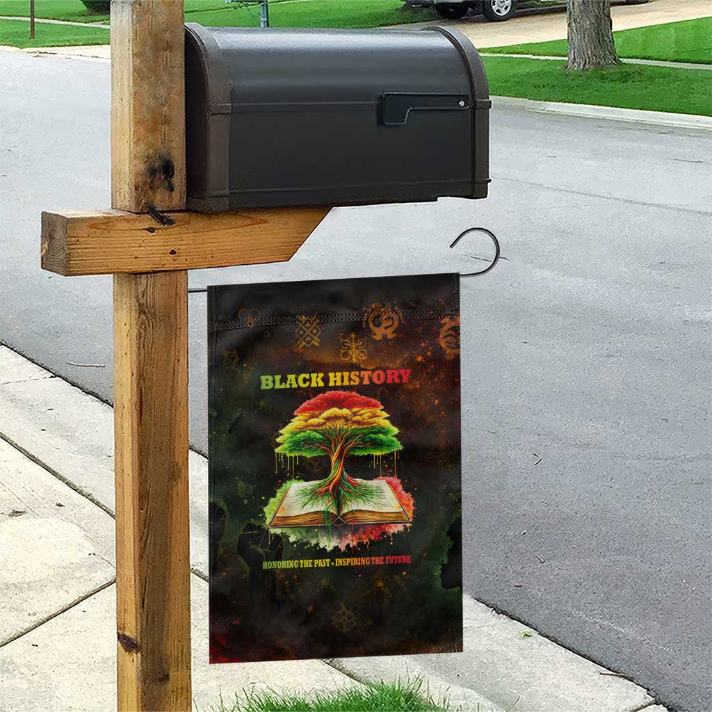 Black History Tree of Knowledge Garden Flag Pan-African Afrocentric Drip Art Illustration