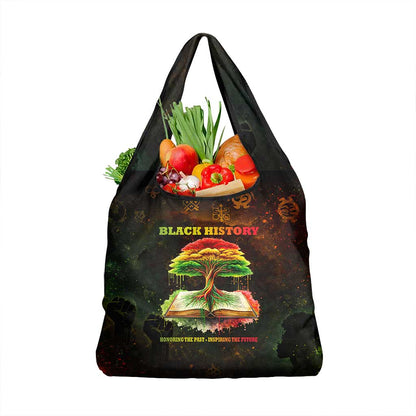 Black History Tree of Knowledge Grocery Bag Pan-African Afrocentric Drip Art Illustration