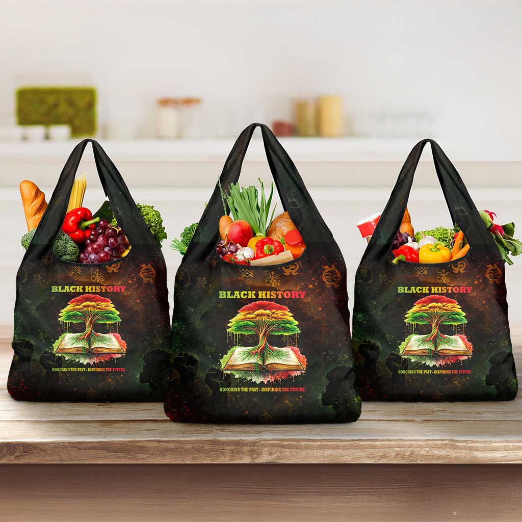 Black History Tree of Knowledge Grocery Bag Pan-African Afrocentric Drip Art Illustration