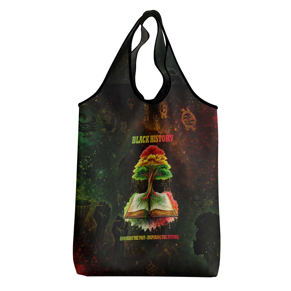 Black History Tree of Knowledge Grocery Bag Pan-African Afrocentric Drip Art Illustration