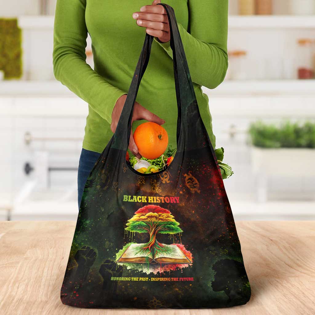 Black History Tree of Knowledge Grocery Bag Pan-African Afrocentric Drip Art Illustration