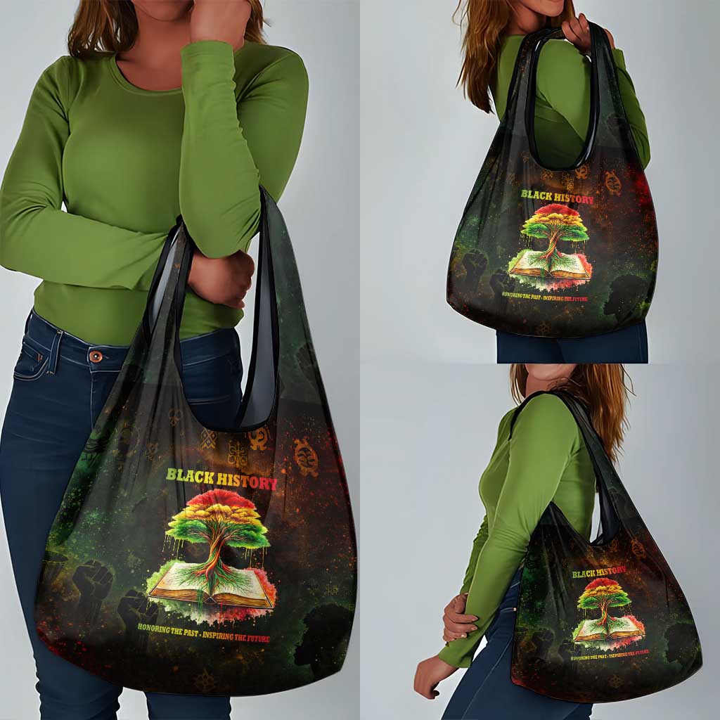 Black History Tree of Knowledge Grocery Bag Pan-African Afrocentric Drip Art Illustration