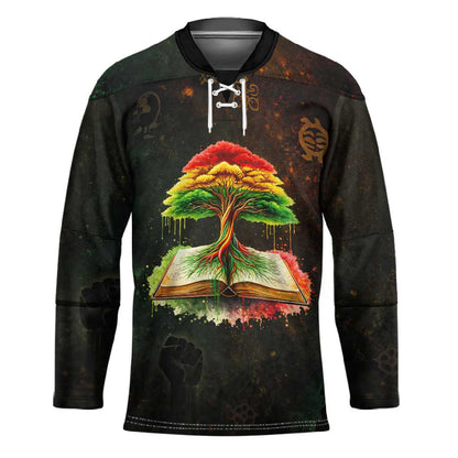 Black History Tree of Knowledge Hockey Jersey Pan-African Afrocentric Drip Art Illustration