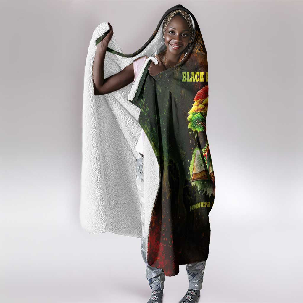 Black History Tree of Knowledge Hooded Blanket Pan-African Afrocentric Drip Art Illustration