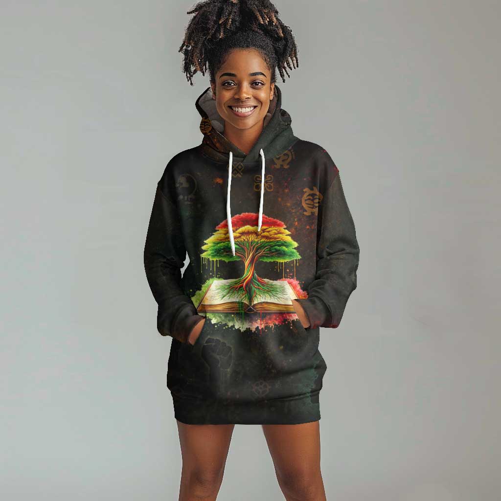 Black History Tree of Knowledge Hoodie Dress Pan-African Afrocentric Drip Art Illustration