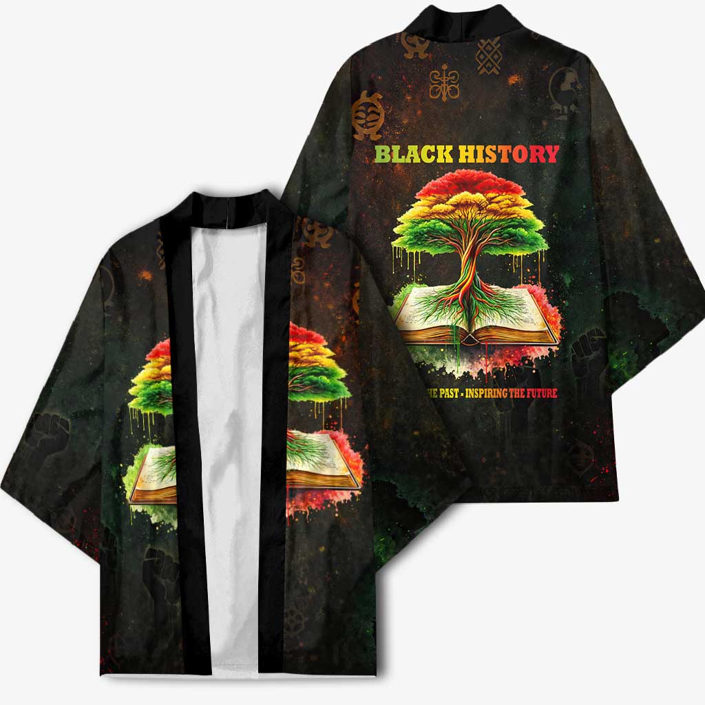 Black History Tree of Knowledge Kimono Pan-African Afrocentric Drip Art Illustration