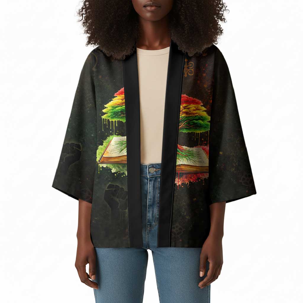 Black History Tree of Knowledge Kimono Pan-African Afrocentric Drip Art Illustration