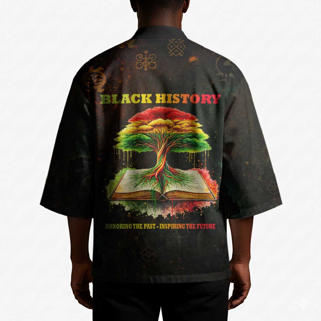 Black History Tree of Knowledge Kimono Pan-African Afrocentric Drip Art Illustration