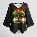 Black History Tree of Knowledge Kimono Sleeve Blouse Pan-African Afrocentric Drip Art Illustration