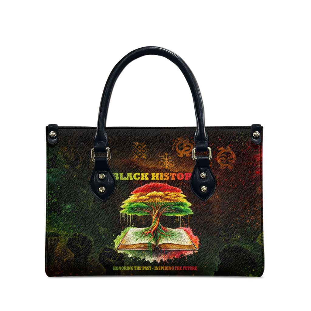 Black History Tree of Knowledge Leather Bag Pan-African Afrocentric Drip Art Illustration