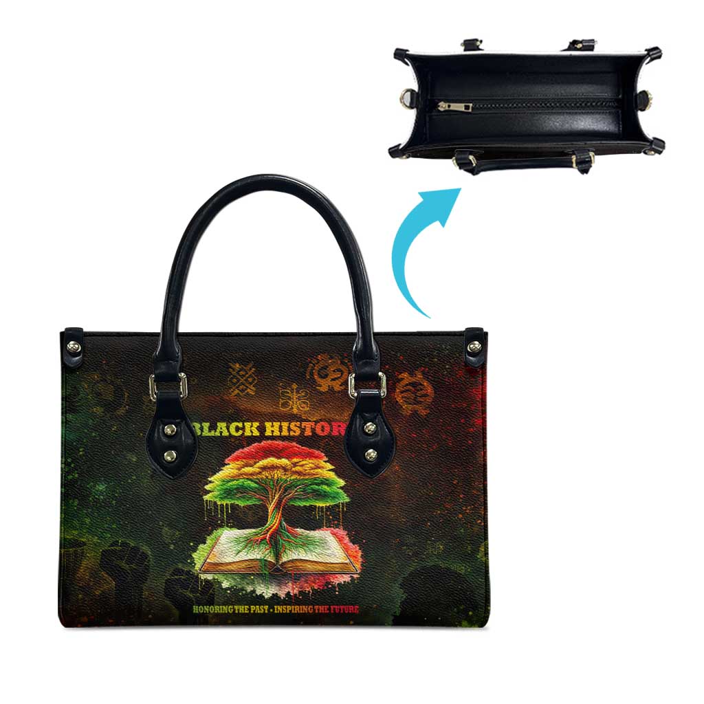 Black History Tree of Knowledge Leather Bag Pan-African Afrocentric Drip Art Illustration