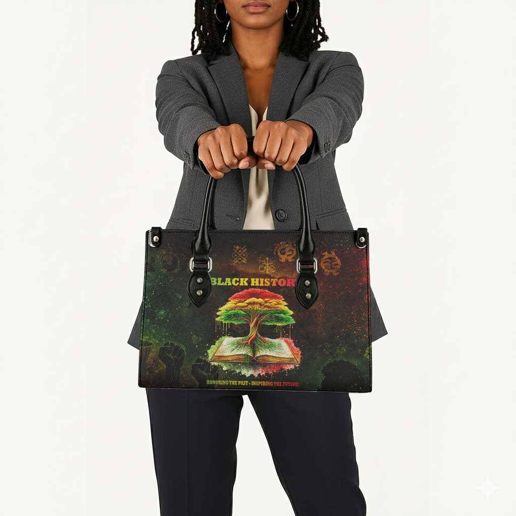 Black History Tree of Knowledge Leather Bag Pan-African Afrocentric Drip Art Illustration