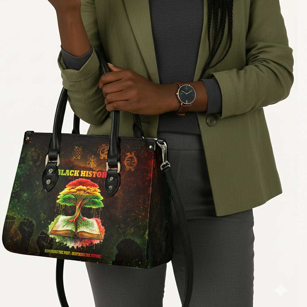 Black History Tree of Knowledge Leather Bag Pan-African Afrocentric Drip Art Illustration