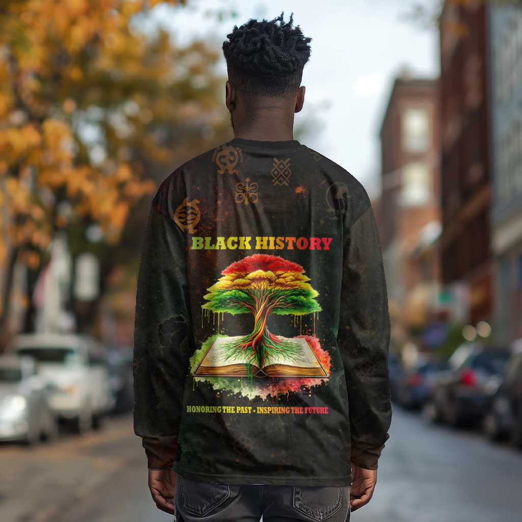 Black History Tree of Knowledge Long Sleeve Shirt Pan-African Afrocentric Drip Art Illustration