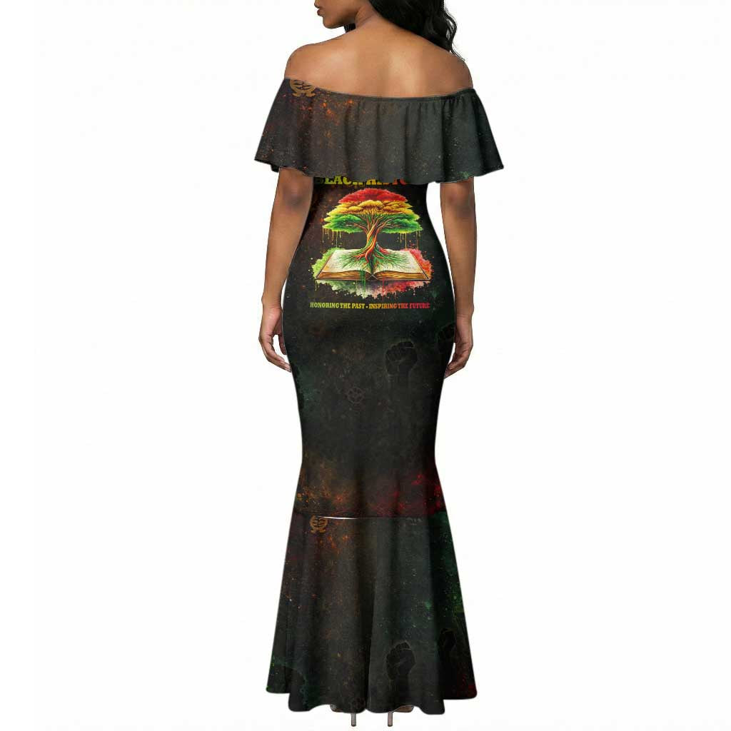 Black History Tree of Knowledge Mermaid Dress Pan-African Afrocentric Drip Art Illustration