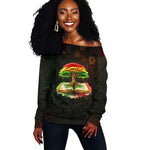 Black History Tree of Knowledge Off Shoulder Sweater Pan-African Afrocentric Drip Art Illustration