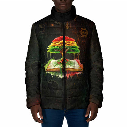 Black History Tree of Knowledge Padded Jacket Pan-African Afrocentric Drip Art Illustration