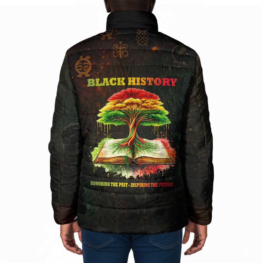 Black History Tree of Knowledge Padded Jacket Pan-African Afrocentric Drip Art Illustration