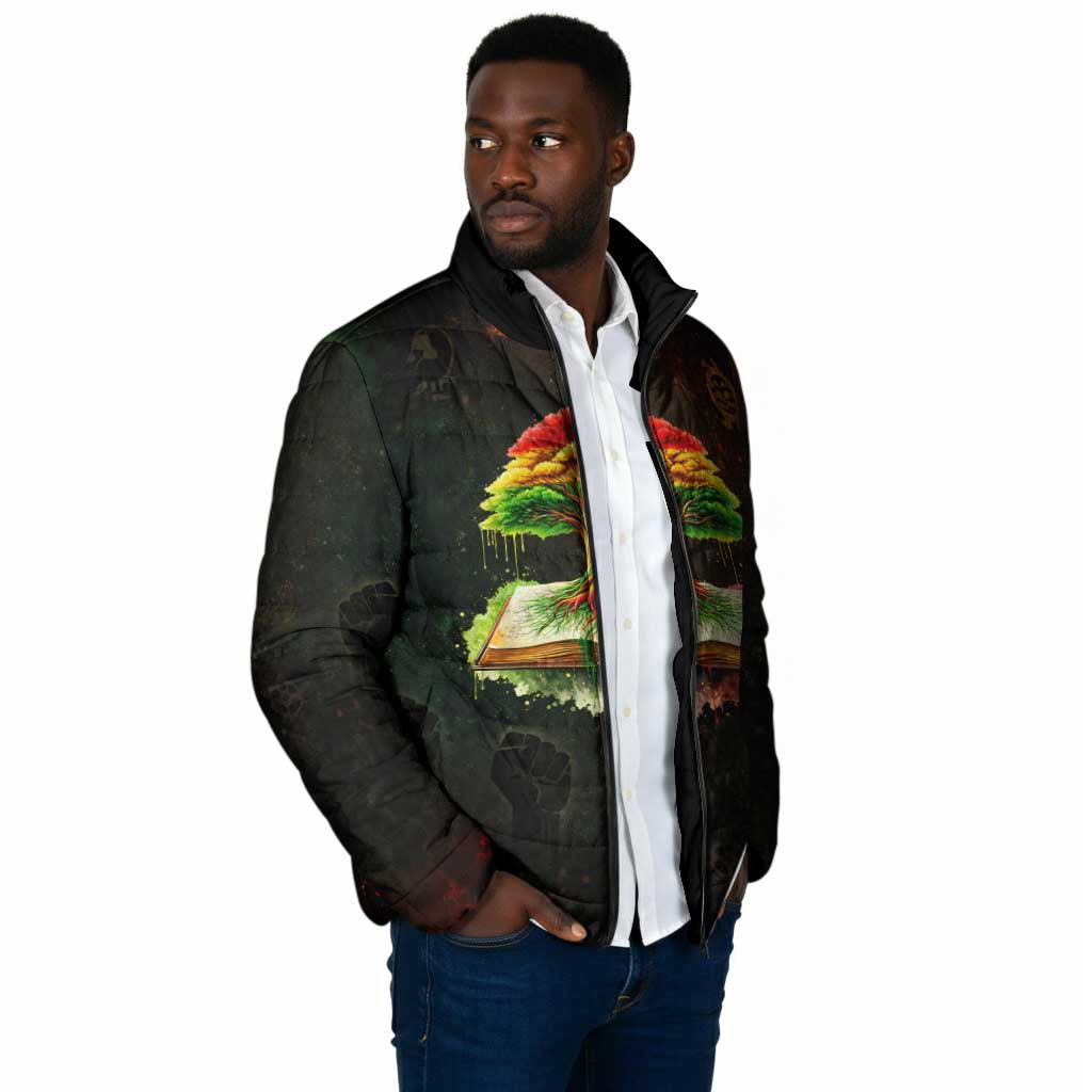 Black History Tree of Knowledge Padded Jacket Pan-African Afrocentric Drip Art Illustration