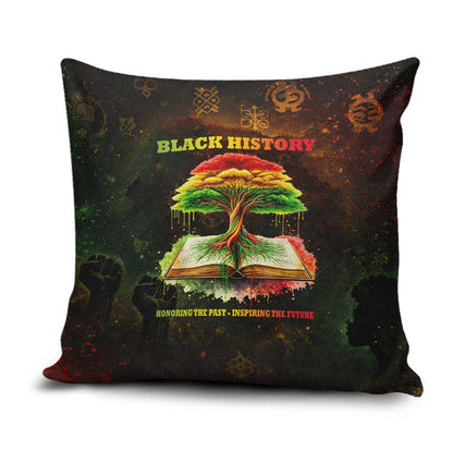 Black History Tree of Knowledge Pillow Cover Pan-African Afrocentric Drip Art Illustration