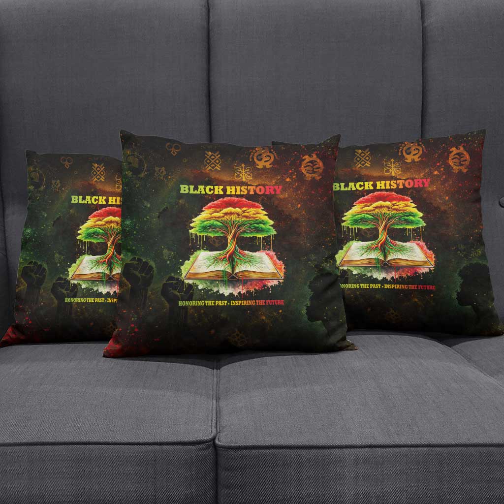 Black History Tree of Knowledge Pillow Cover Pan-African Afrocentric Drip Art Illustration