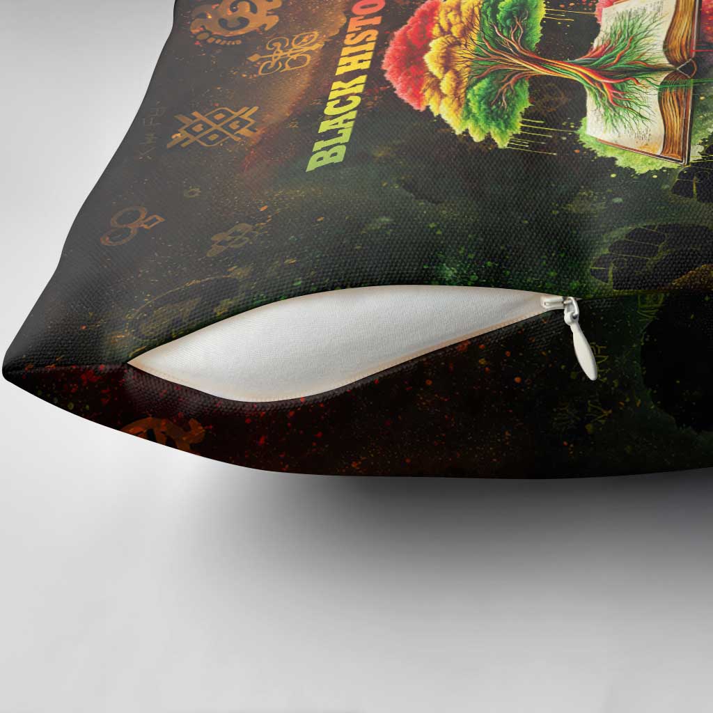 Black History Tree of Knowledge Pillow Cover Pan-African Afrocentric Drip Art Illustration