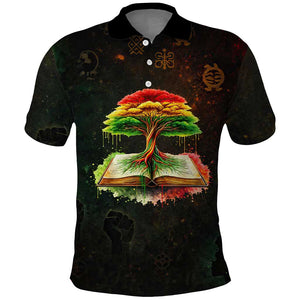 Black History Tree of Knowledge Polo Shirt Pan-African Afrocentric Drip Art Illustration