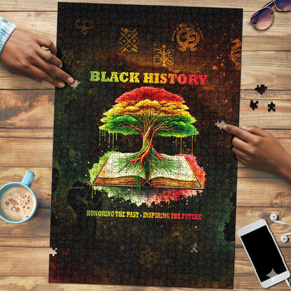 Black History Tree of Knowledge Puzzle Pan-African Afrocentric Drip Art Illustration