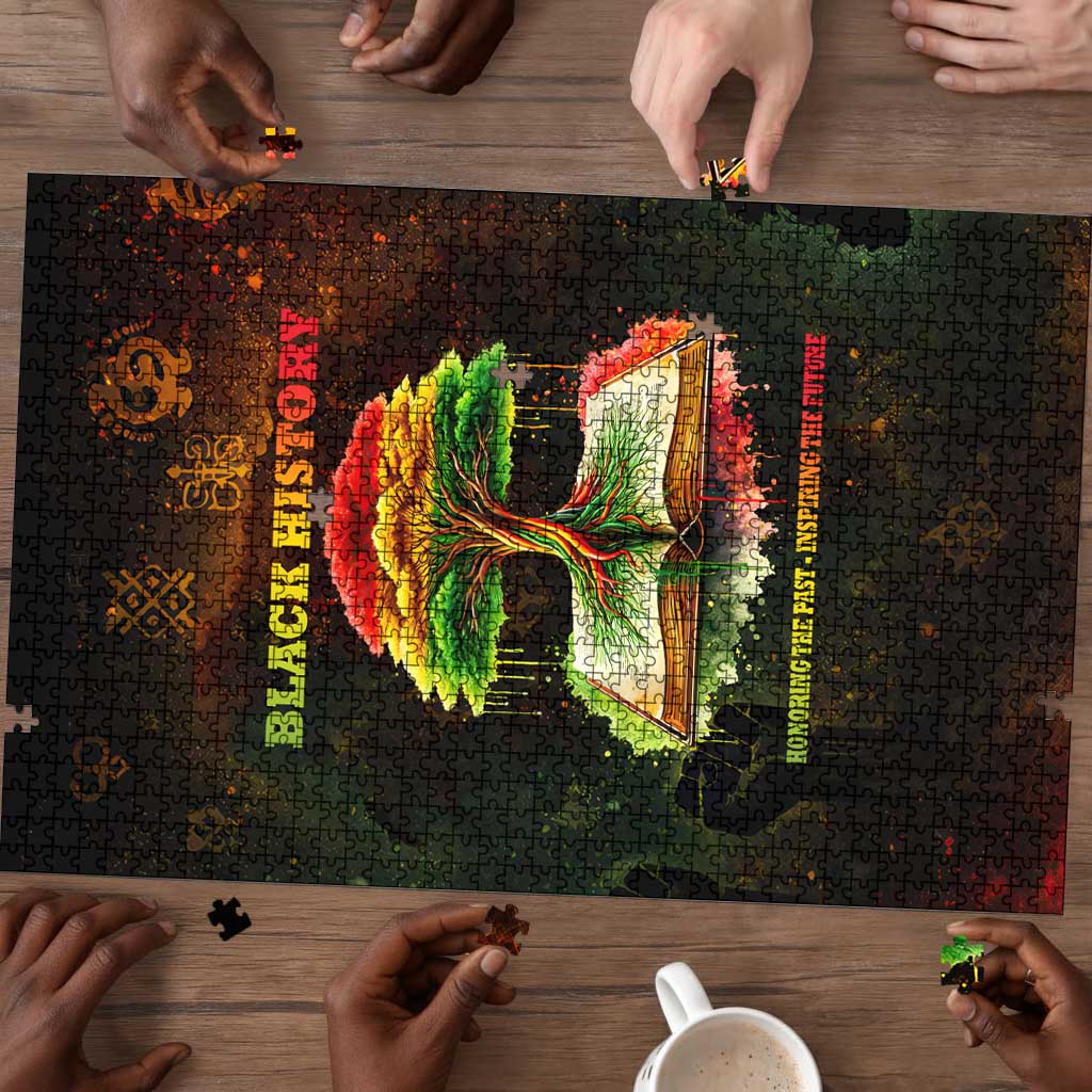 Black History Tree of Knowledge Puzzle Pan-African Afrocentric Drip Art Illustration