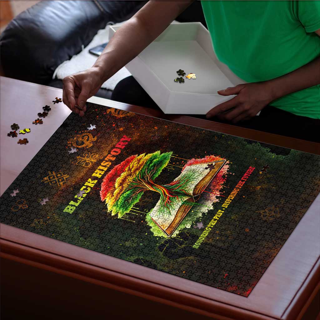 Black History Tree of Knowledge Puzzle Pan-African Afrocentric Drip Art Illustration