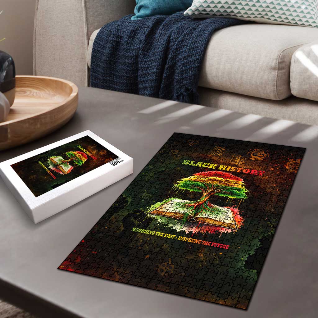 Black History Tree of Knowledge Puzzle Pan-African Afrocentric Drip Art Illustration