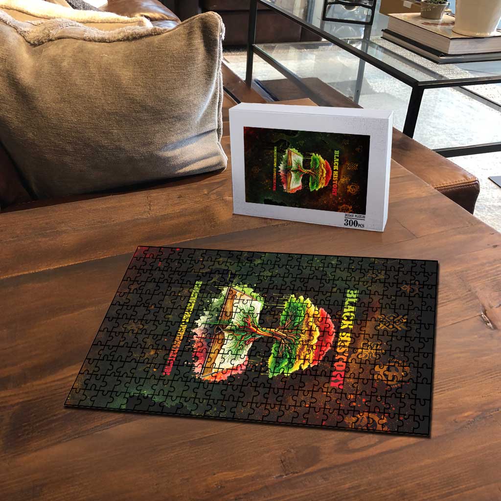Black History Tree of Knowledge Puzzle Pan-African Afrocentric Drip Art Illustration