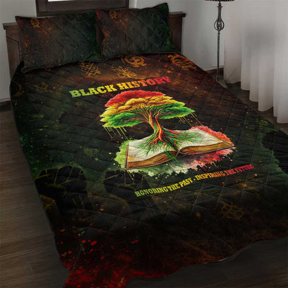 Black History Tree of Knowledge Quilt Bed Set Pan-African Afrocentric Drip Art Illustration
