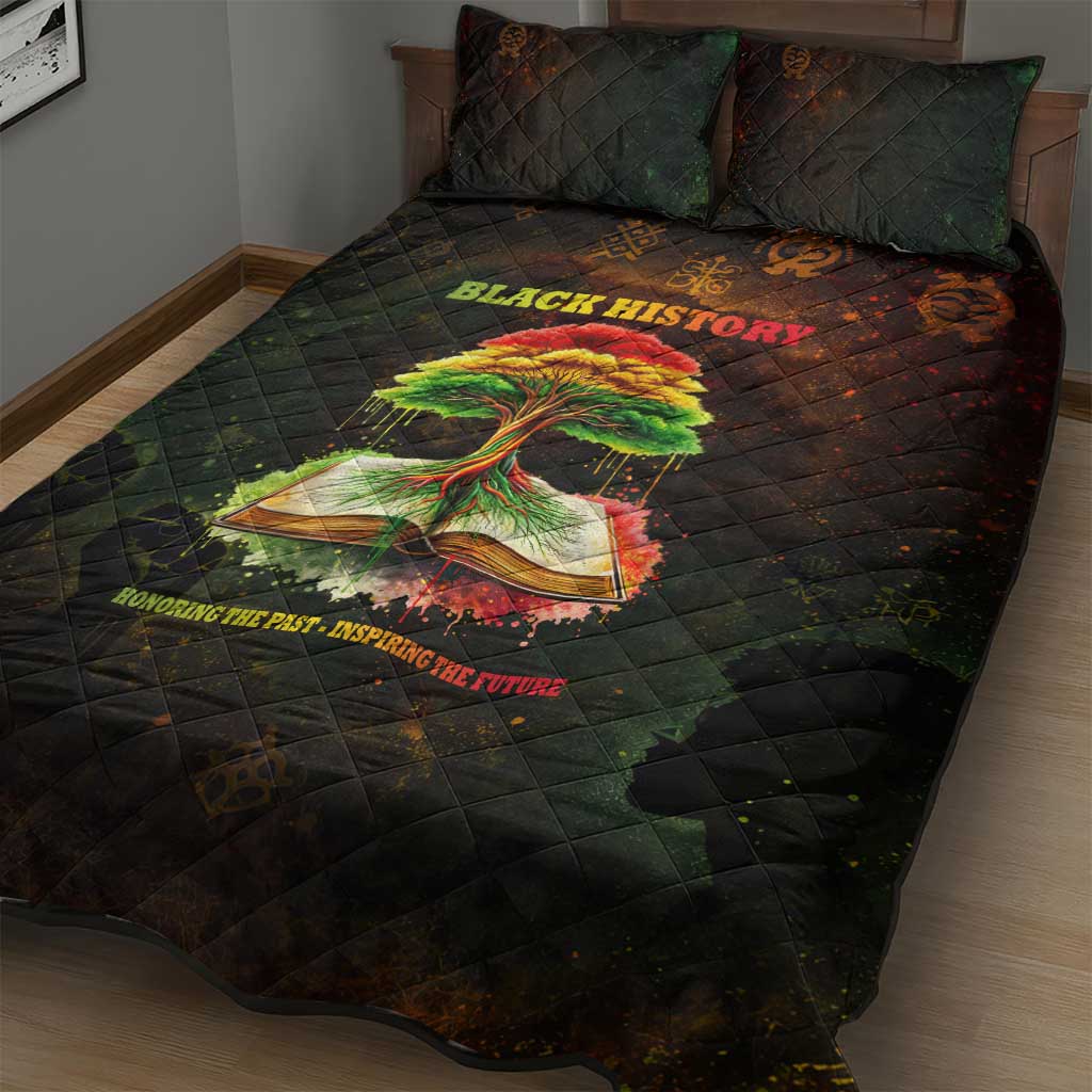 Black History Tree of Knowledge Quilt Bed Set Pan-African Afrocentric Drip Art Illustration