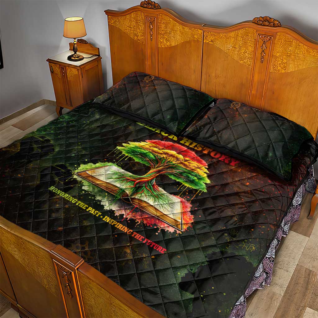 Black History Tree of Knowledge Quilt Bed Set Pan-African Afrocentric Drip Art Illustration