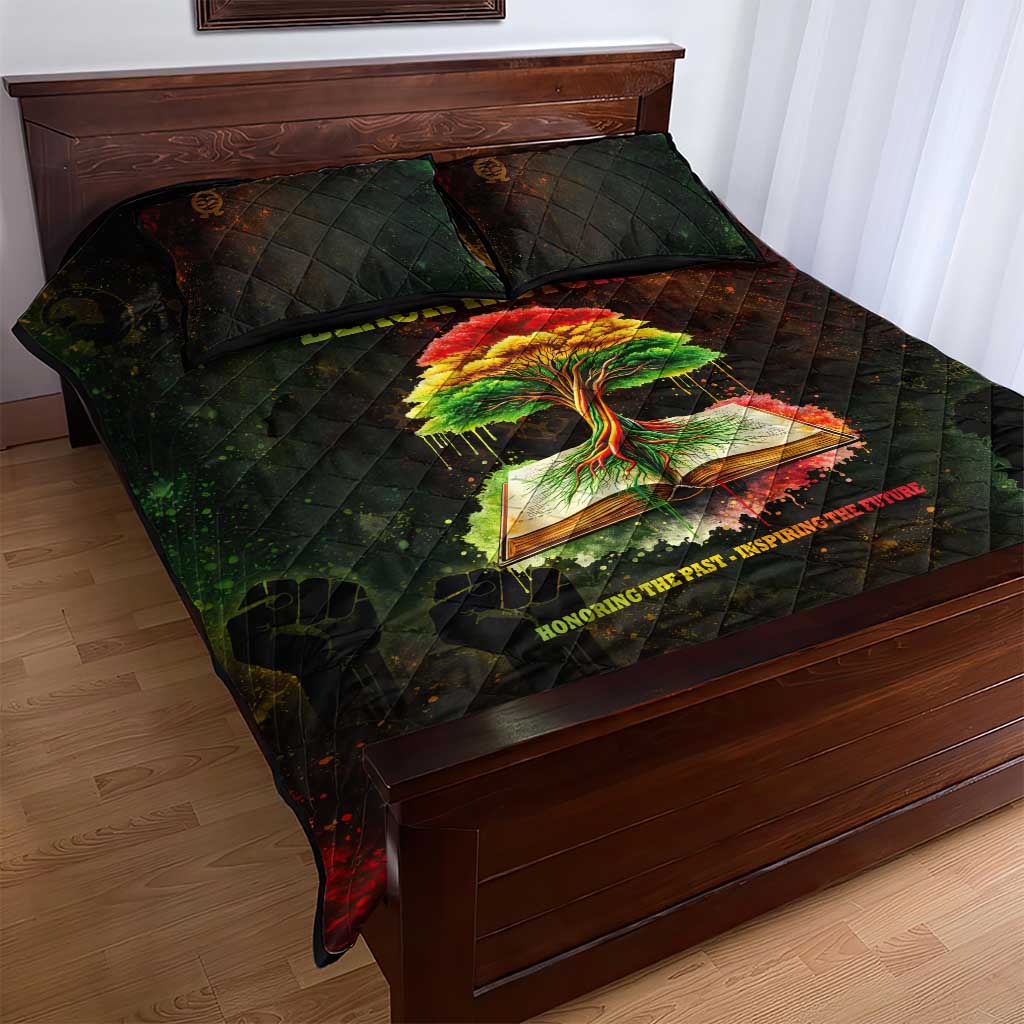 Black History Tree of Knowledge Quilt Bed Set Pan-African Afrocentric Drip Art Illustration
