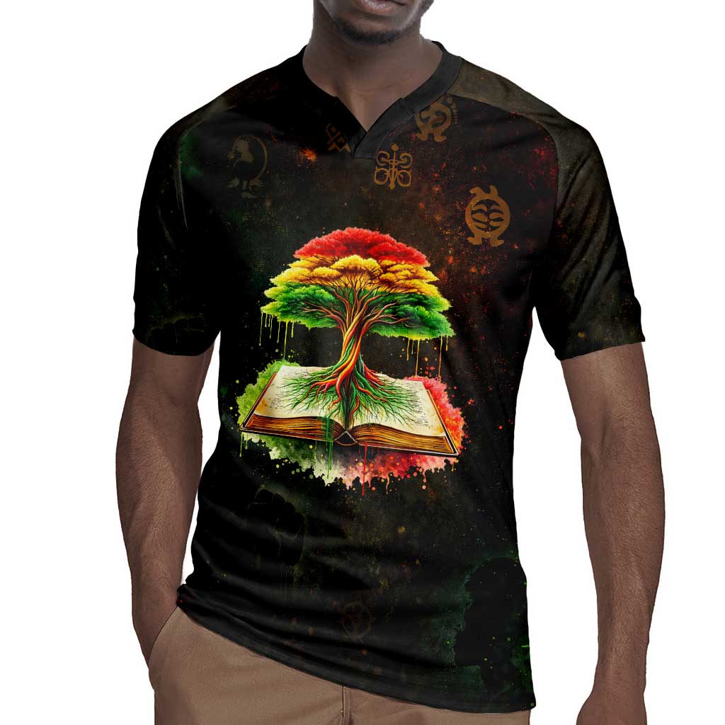Black History Tree of Knowledge Rugby Jersey Pan-African Afrocentric Drip Art Illustration