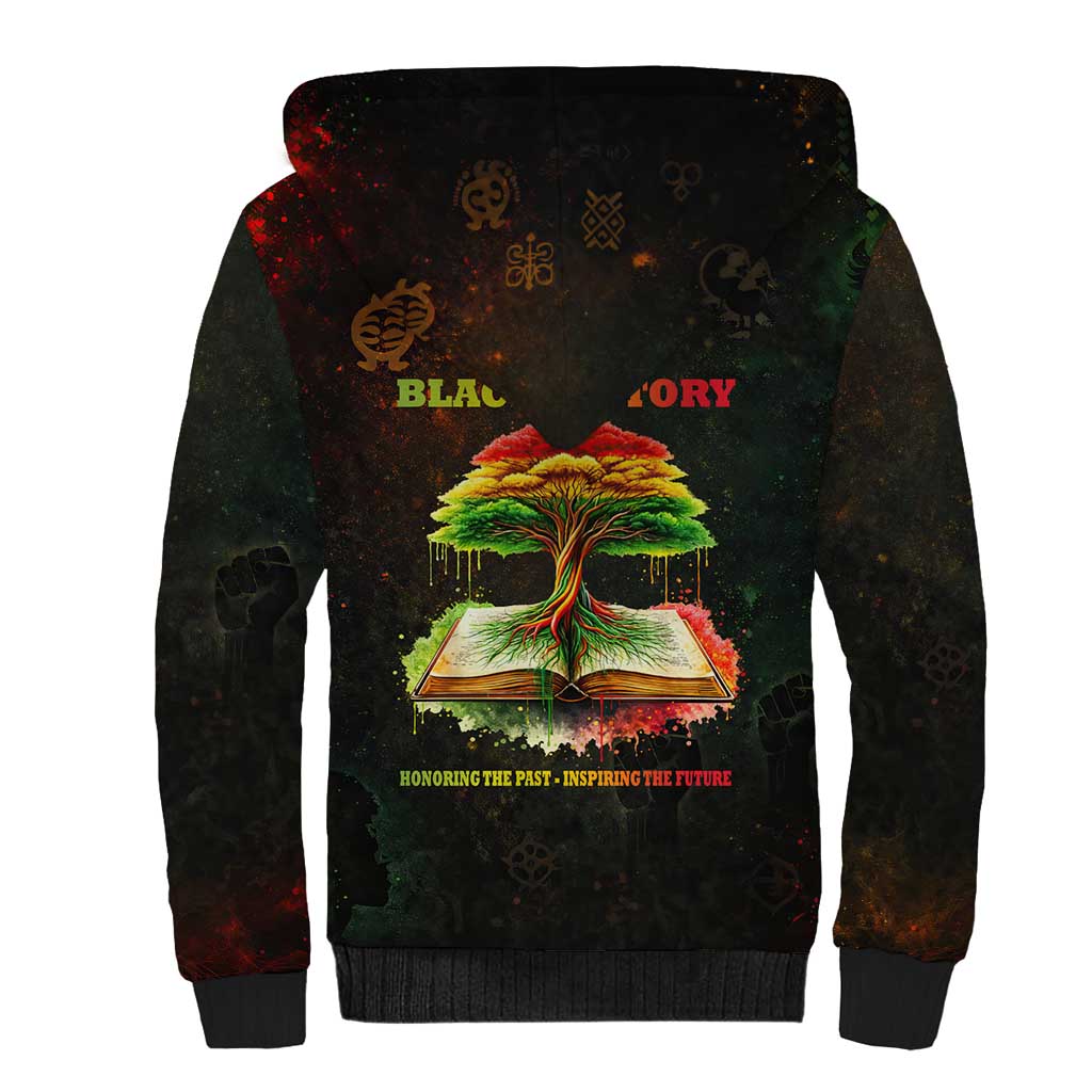 Black History Tree of Knowledge Sherpa Hoodie Pan-African Afrocentric Drip Art Illustration